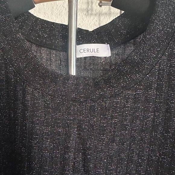 Black & Gold Puff Sleeve Shimmer Top – Cerule (NWT) (S–XL) - Picture 7 of 9